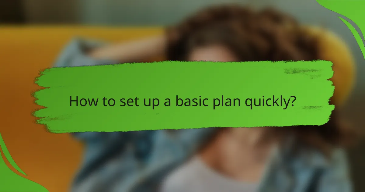 How to set up a basic plan quickly?